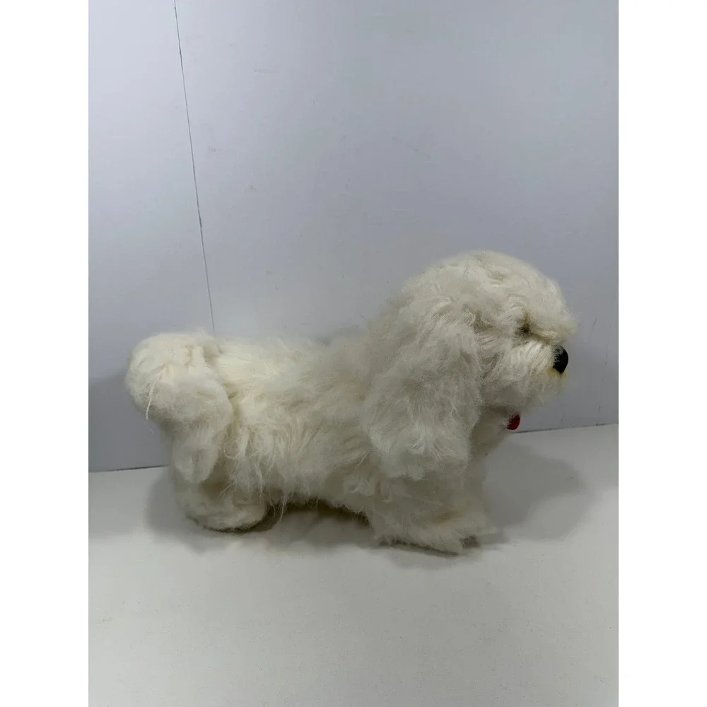 Vintage White Shaggy Plush Dog Stuffed Animal Maltese Bichon Frise Style
